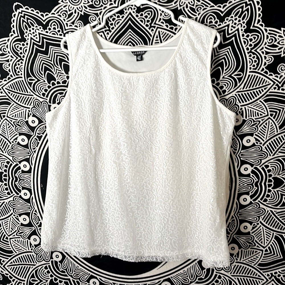 Ivory Colored Sleeveless Sequin Top